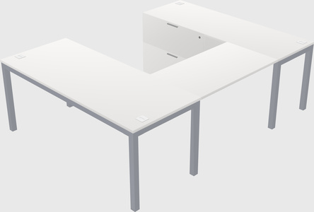 U-shaped desk + file cabinet