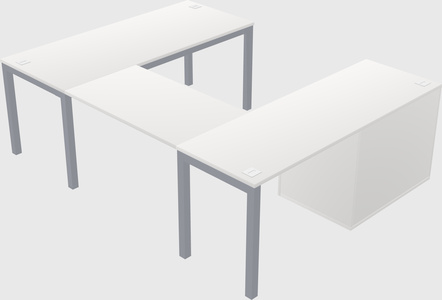U-shaped desk + file cabinet