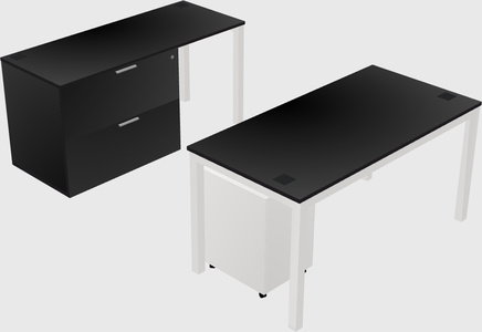 Parallel desk + file cabinet