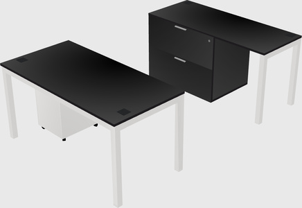 Parallel desk + file cabinet