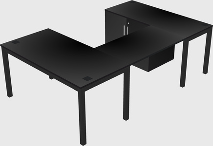 U-shaped desk + cabinet