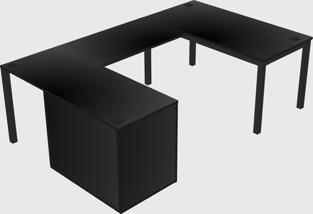 U-shaped desk + cabinet