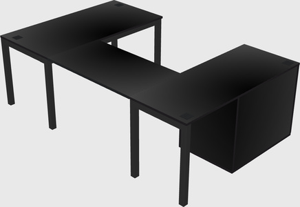 U-shaped desk + cabinet