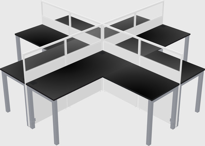 Shared l-shaped cubicles