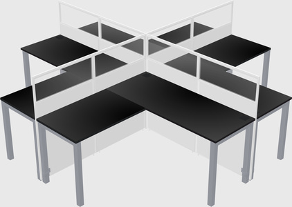 Shared l-shaped cubicles