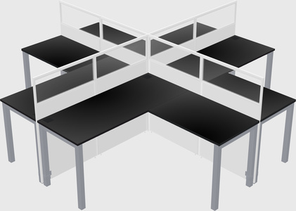 Shared l-shaped cubicles