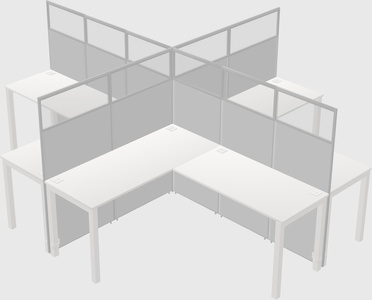 Shared l-shaped cubicles