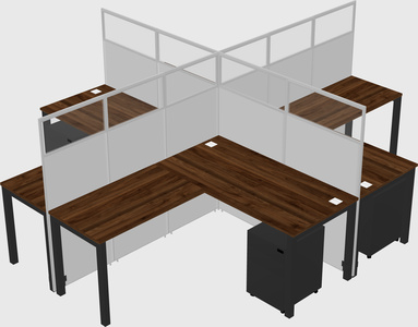 Shared l-shaped cubicles