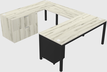 U-shaped Desk + File Cabinet