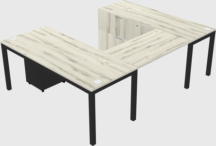 U-shaped desk + file cabinet