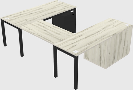 U-shaped desk + file cabinet