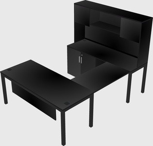 U-shaped desk + cabinet
