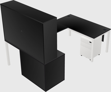 U-shaped desk + cabinet
