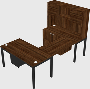 U-shaped desk + file cabinet