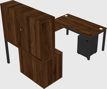 U-shaped desk + file cabinet