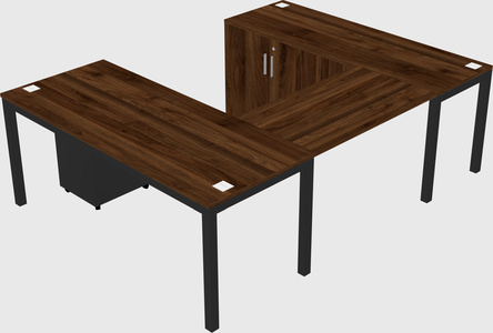 U-shaped desk + cabinet