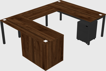 U-shaped desk + cabinet