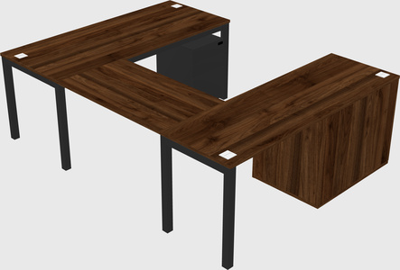 U-shaped desk + cabinet