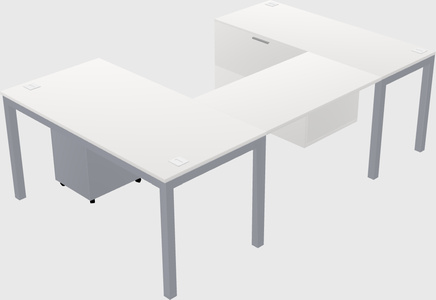 U-shaped desk + file cabinet