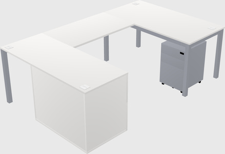 U-shaped desk + file cabinet