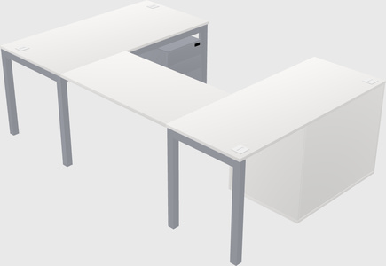 U-shaped desk + file cabinet