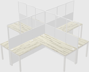 Shared l-shaped cubicles