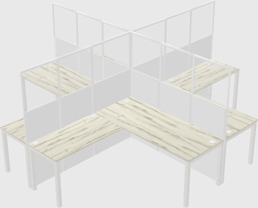 Shared l-shaped cubicles