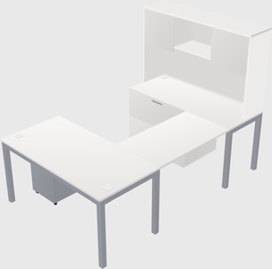 U-shaped desk + file cabinet
