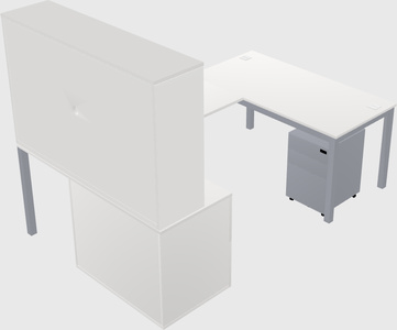 U-shaped desk + file cabinet