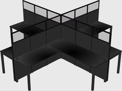 Shared l-shaped cubicles