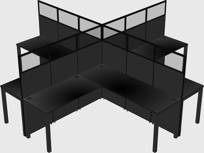 Shared l-shaped cubicles