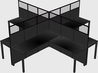 Shared l-shaped cubicles