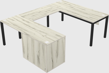 U-shaped desk + cabinet