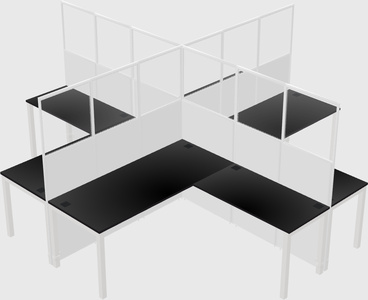 Shared l-shaped cubicles