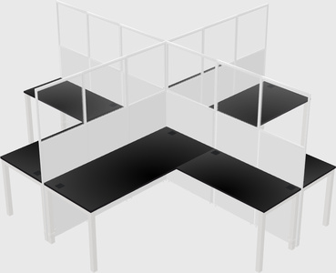 Shared l-shaped cubicles