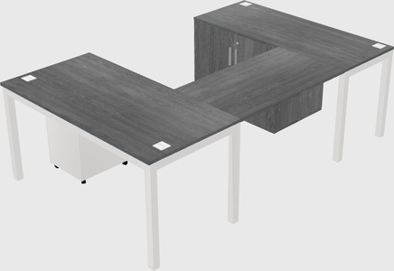 U-shaped desk + cabinet