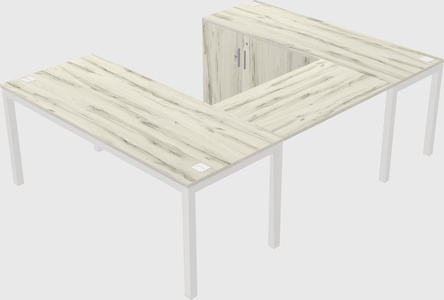 U-shaped desk + cabinet
