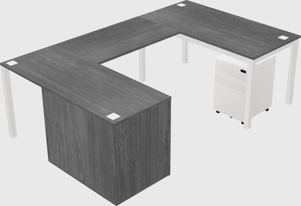 U-shaped desk + cabinet