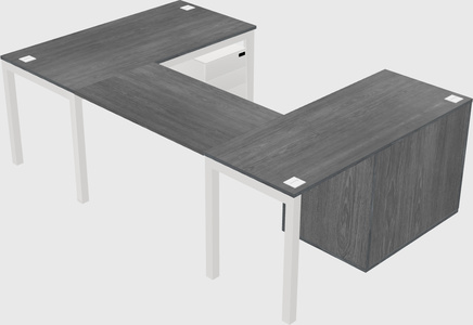 U-shaped desk + cabinet