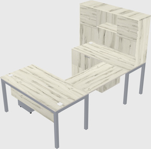 U-shaped desk + file cabinet