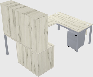 U-shaped desk + file cabinet