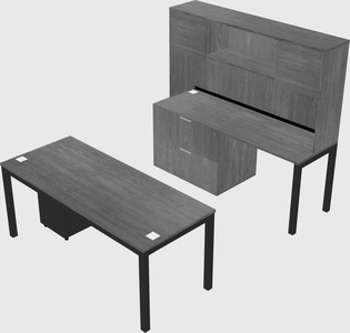 Parallel desk + file cabinet