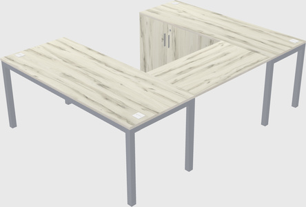U-shaped desk + cabinet