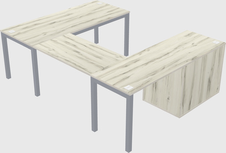 U-shaped desk + cabinet