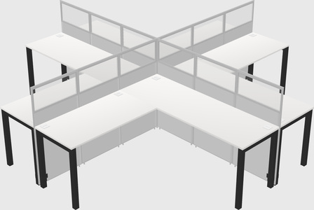 Shared l-shaped cubicles
