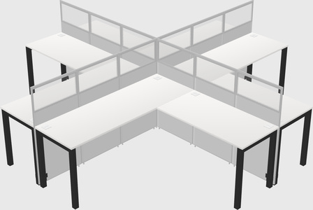 Shared l-shaped cubicles