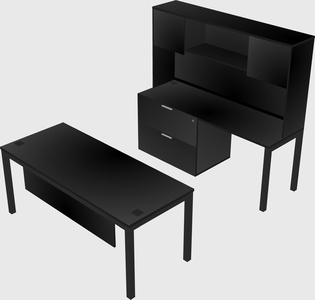 Parallel desk + file cabinet