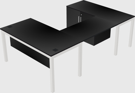 U-shaped desk + cabinet