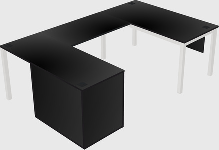 U-shaped desk + cabinet