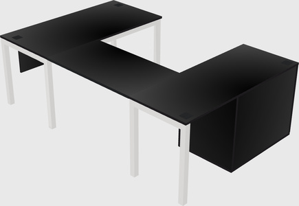 U-shaped desk + cabinet